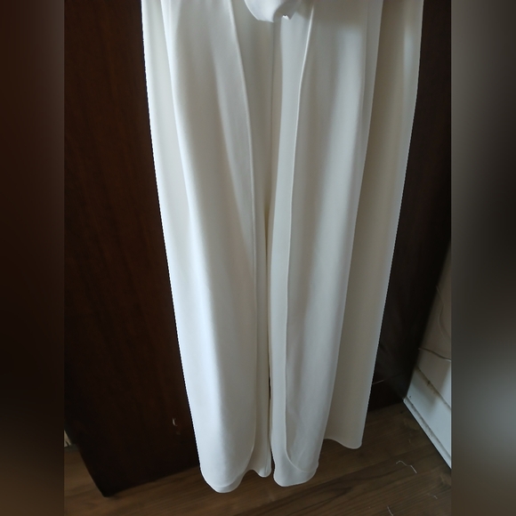 SHELBY & PALMER Women's White PANT JUMPSUIT Sleeveless V-Neck Tie Waist Size 14W - Picture 7 of 11